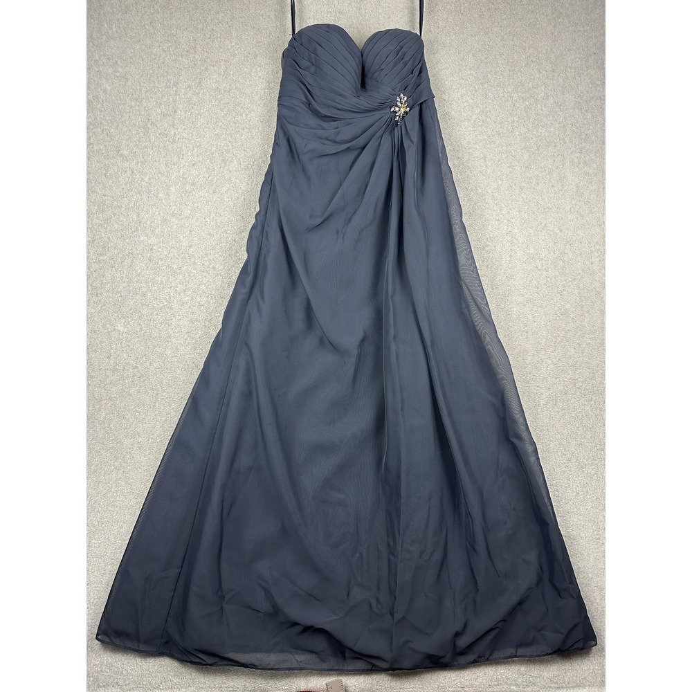 Alexia Designs Dress Womens 8 Blue Chiffon Sweetheart A-Line Gown Formal Prom